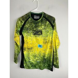 Pelagic Youth Vaportek LS Performance‎ Fishing Shirt Green Kids Large